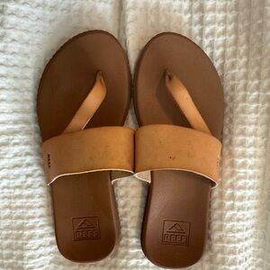 Reef Tan and Brown Slide Sandals